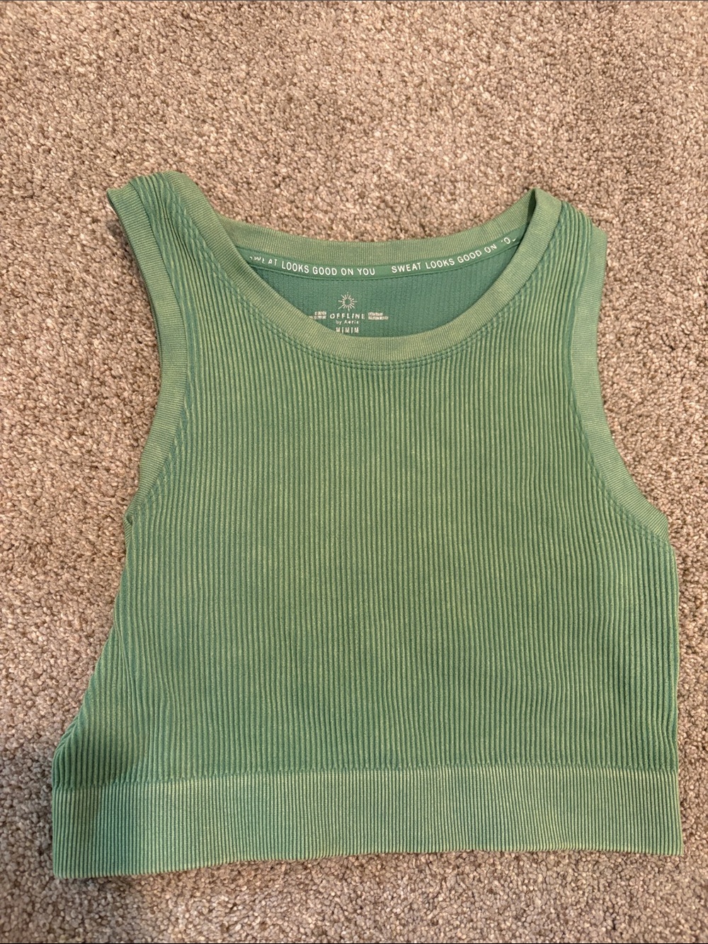 Ribbed Green Tank Top — Athletic Crop